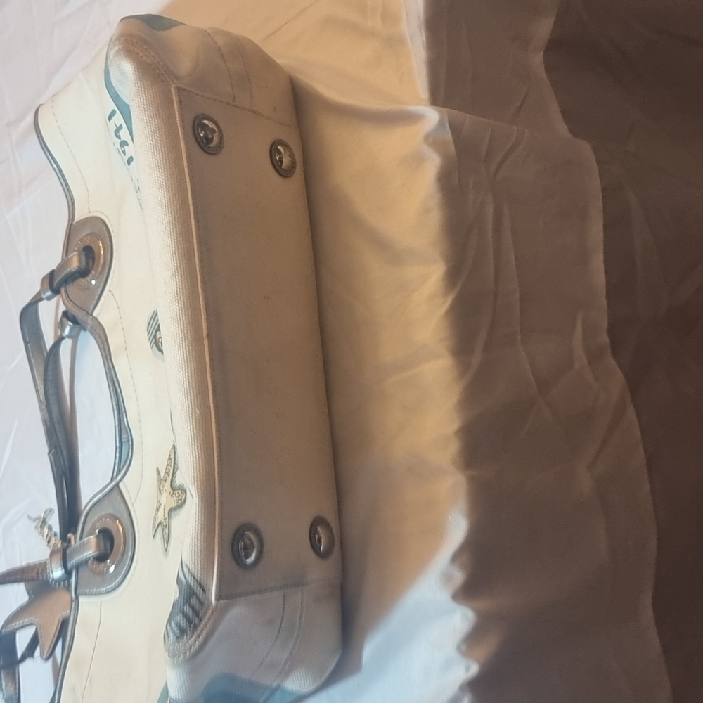 Coach summer star cream and teal purse - Picture 3 of 6